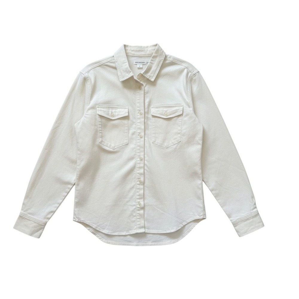 Good American Denim Shirt Cloud White Size Large Long Sleeve Button Up top NWOT